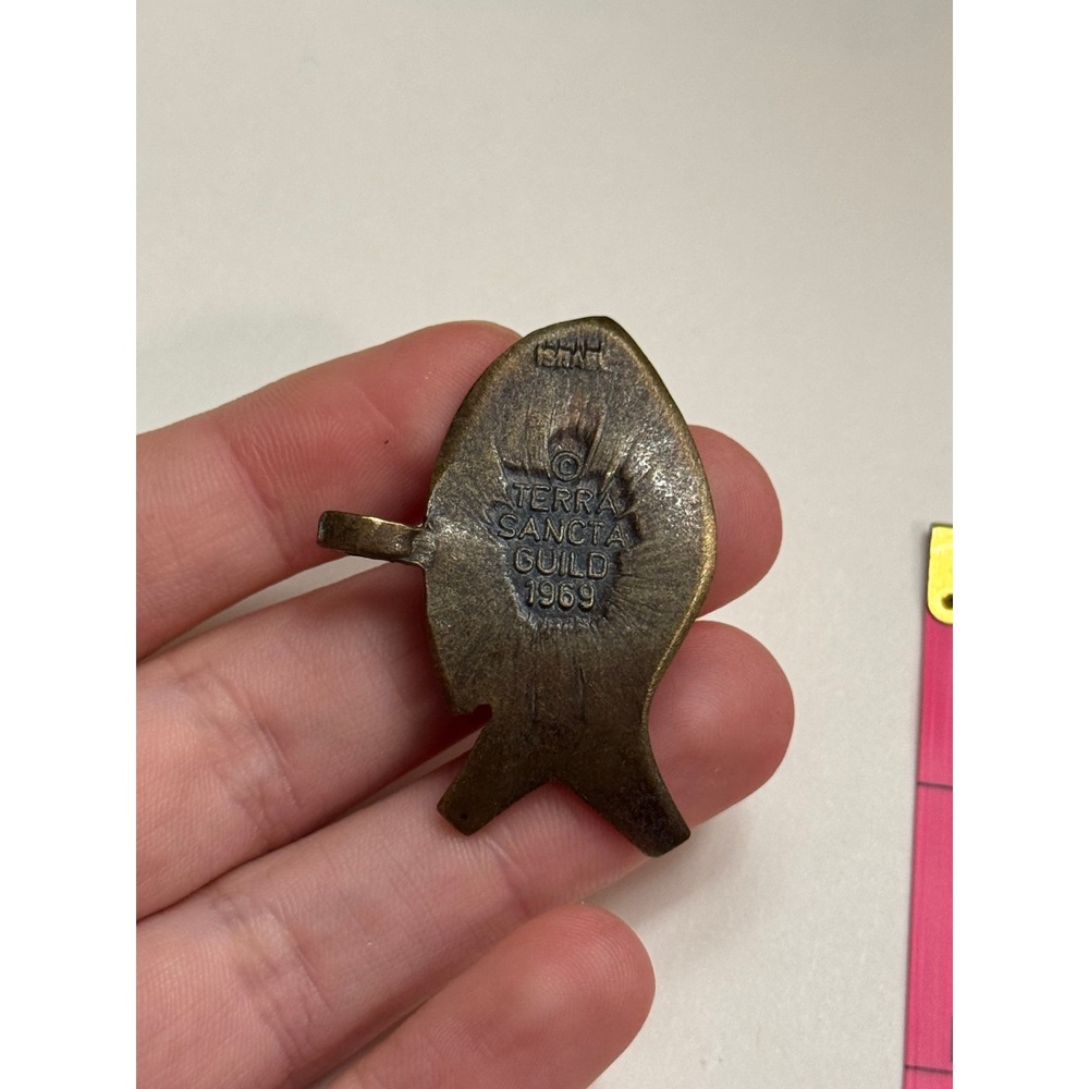 Vintage 1969 Terra‎ Sancta Guild Ichthys Fish Pendant Bronze Enamel Israel IXΘYC - Picture 4 of 5